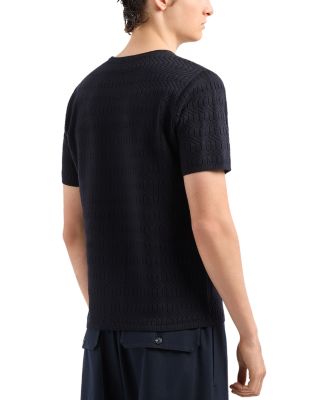 Virgin Wool Allover Geometric Jacquard Motif T Shirt