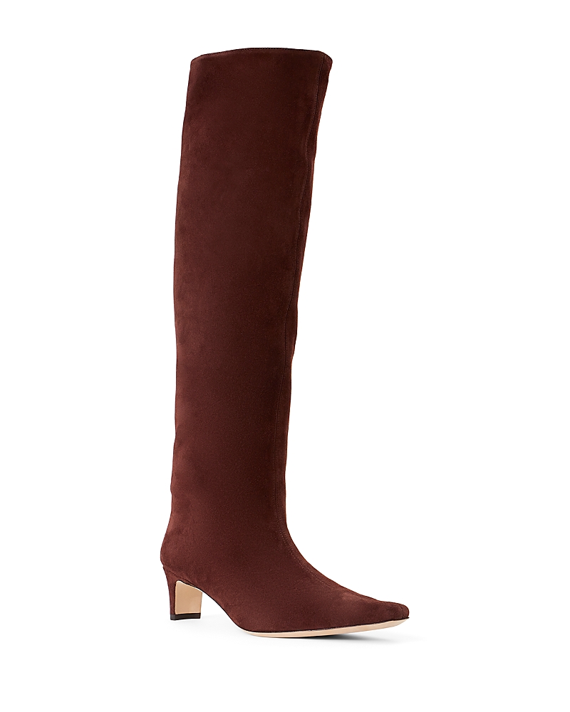 Staud Wally Tall Suede Boots In Mahogany