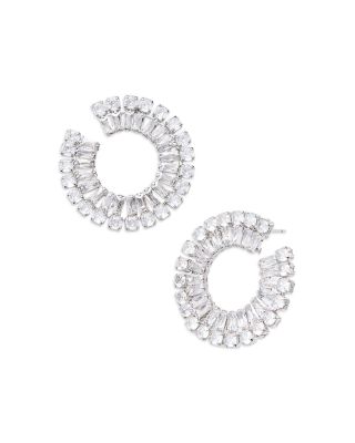 AQUA - Cubic Zirconia Open Circle Drop Earrings - Exclusive
