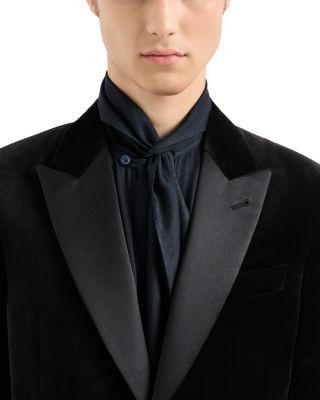 Regular Fit Embossed Print and Satin Lapel Blazer