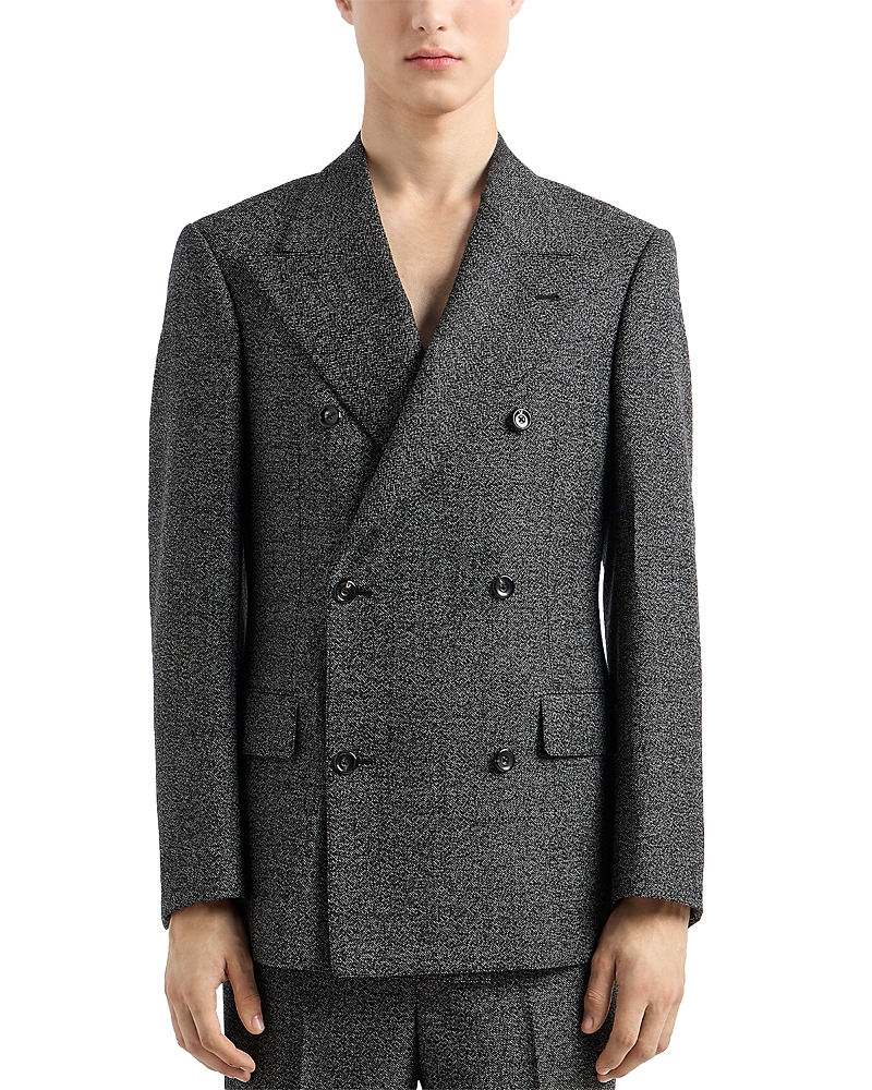 Emporio Armani Grisaille Regular Fit Double Breasted Suit Jacket In Dark Grey
