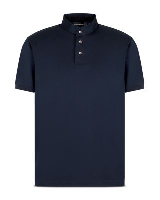 Jersey Knit Regular Fit Band Collar Polo Shirt