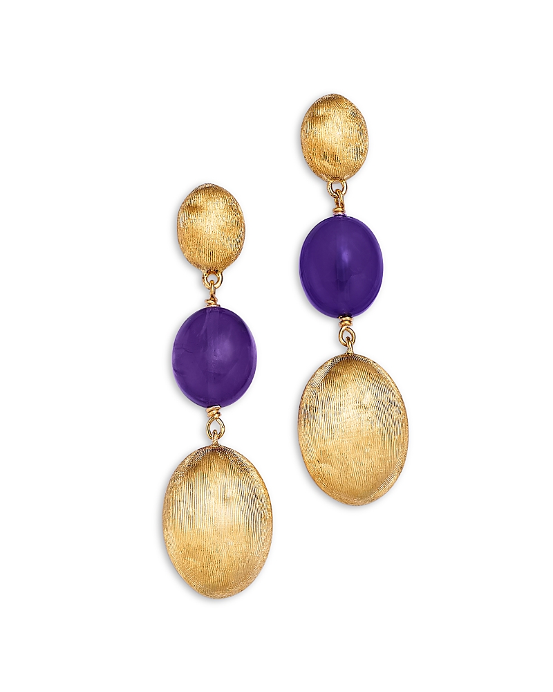 Marco Bicego 18k Yellow Gold Siviglia Color Amethyst Three Oval Drop Earrings - Exclusive In Purple/gold