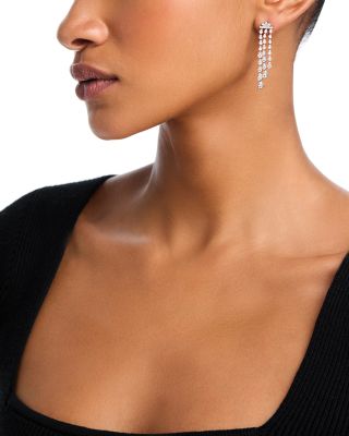 14K White Gold Diamond Drop Earrings, 2.00 tcw