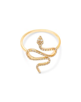 14K Yellow Gold Diamond Snake Ring, 0.26 tcw
