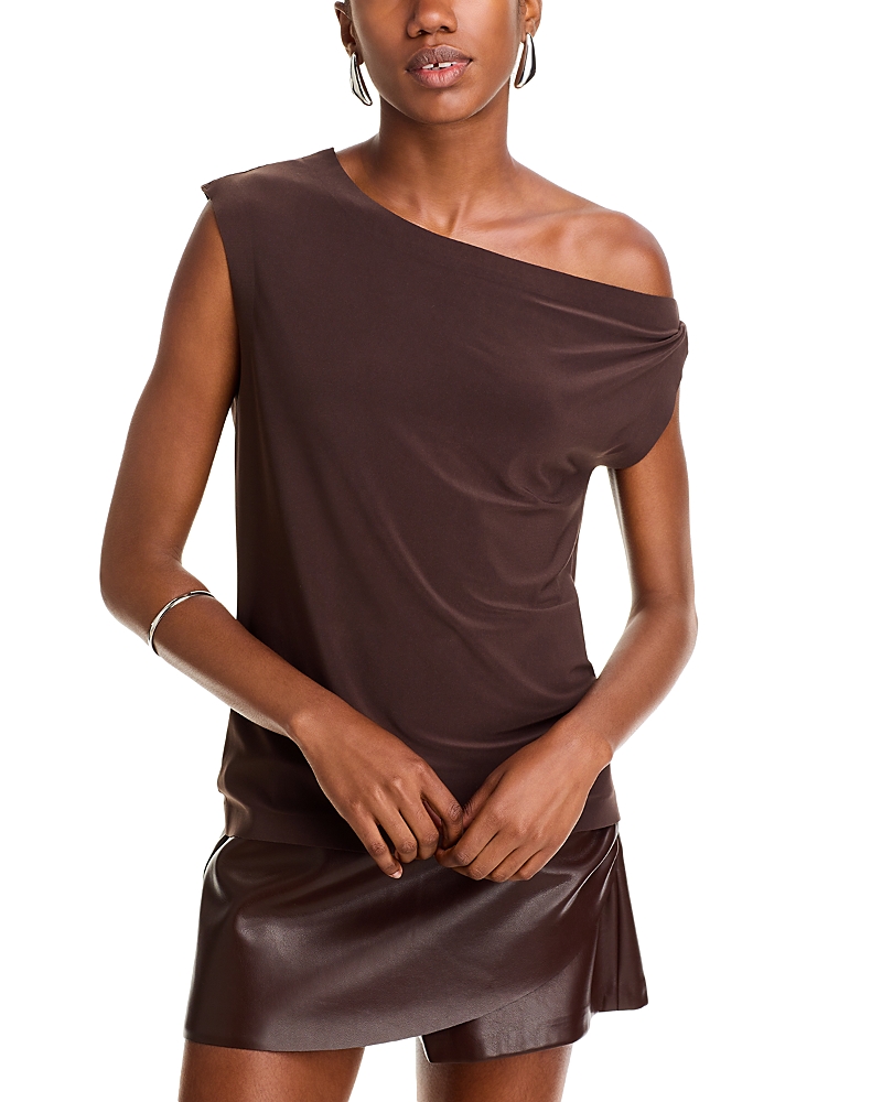 NORMA KAMALI DROP SHOULDER ASYMMETRIC TOP
