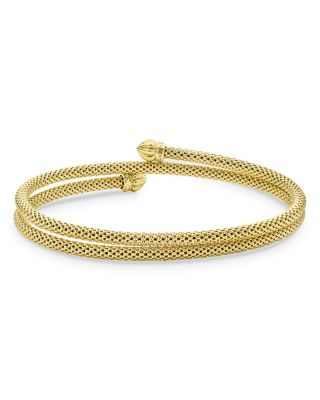18K Yellow Gold Caviar Endcap Double Wrap Bracelet