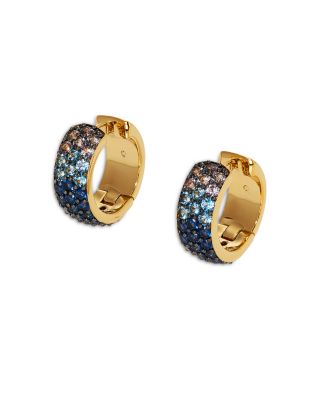 Nadri Nano Crystal & Stone Huggie Hoop Earrings in 18K Gold Plated & Ruthenium Plated