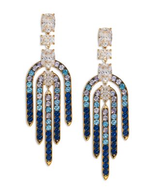 Nadri Cubic Zirconia, Nano Crystal & Stone Chandelier Earrings in 18K Gold Plated & Ruthenium Plated - Exclusive