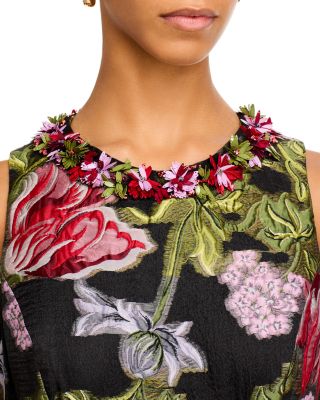 Floral Jacquard A Line Dress