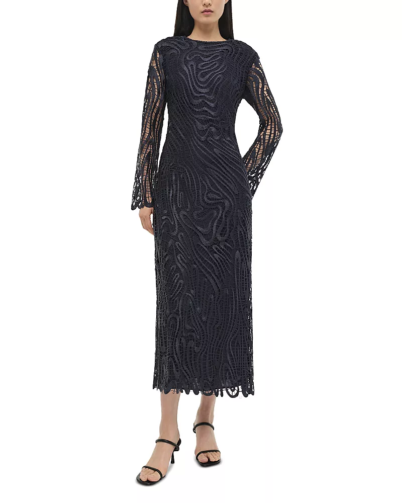 Simkhai Vanina Long Sleeve Lace Midi Dress