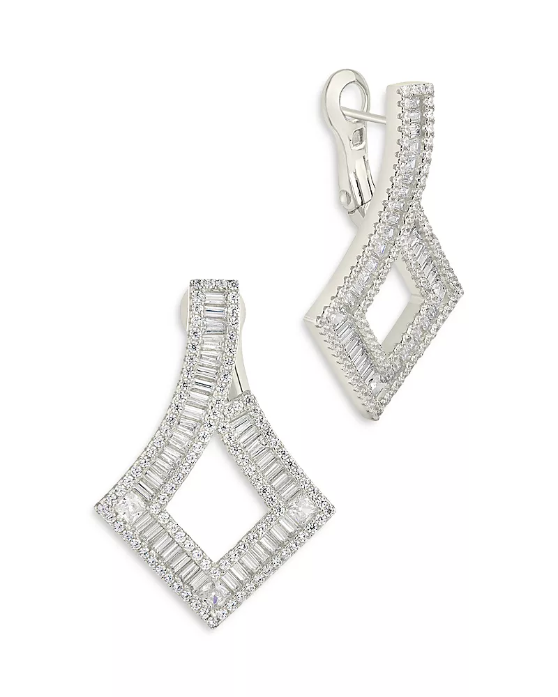 Sterling Forever Amina Cubic Zirconia Drop Earrings in Rhodium Plated