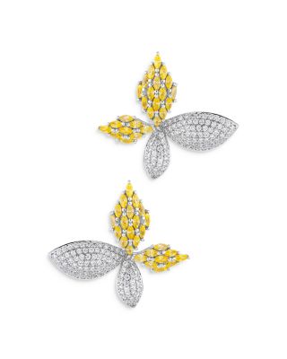 Heidi Cubic Zirconia Flower Stud Earrings in Rhodium Plated