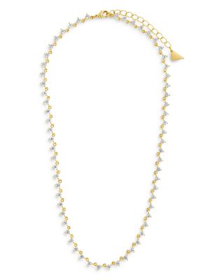 Brigid Cubic Zirconia Tennis Necklace in 14K Gold Plated, 16&amp;quot;-18&amp;quot; 
