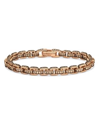 David Yurman - Men's Box Chain Bracelet in 18K Rose Gold with Pav&eacute; Cognac Diamonds