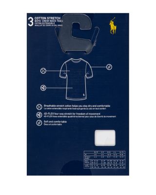 Boys' Cotton Stretch Crewneck Tees, Pack of 3 - Big Kid