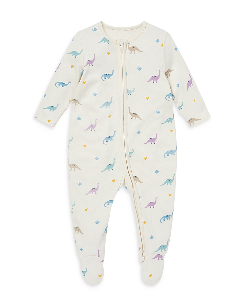 Mori Unisex Dino Print Two Way Full Zip Footie Pajamas - Baby In Dino Print