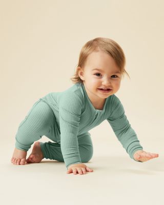 Unisex Stretch Ribbed Two Way Full Zip  Coverall Pajamas - Baby