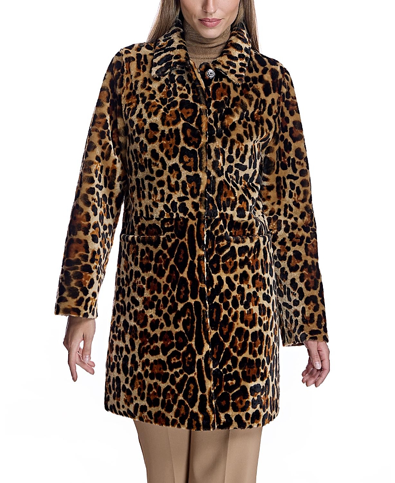 Maximilian Animal Print Shearling Coat