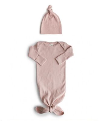 Ribbed Knotted Baby Gown + Beanie