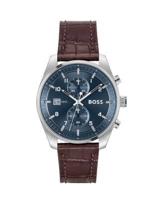 boss114 Hugo Boss SKYTRAVELLER Mens Blue Sunray DIAL Stainless Steel