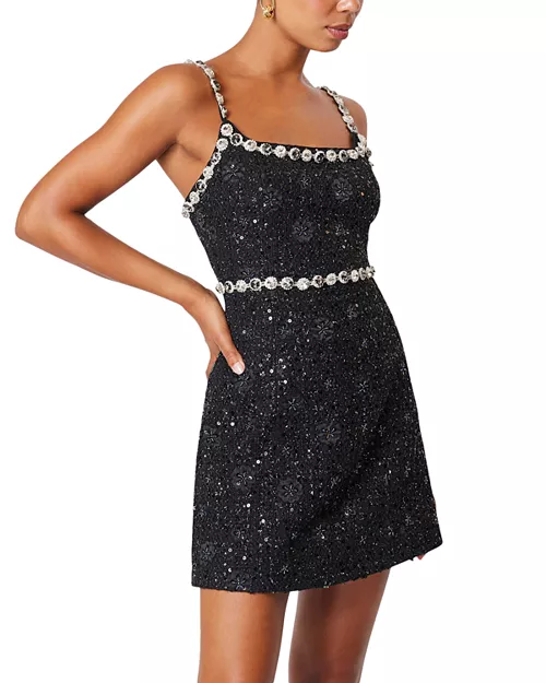 adeline rhinestone embellished mini dress