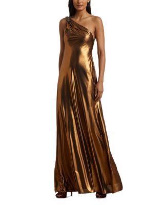 Ralph Lauren - Metallic Chiffon One Shoulder Gown