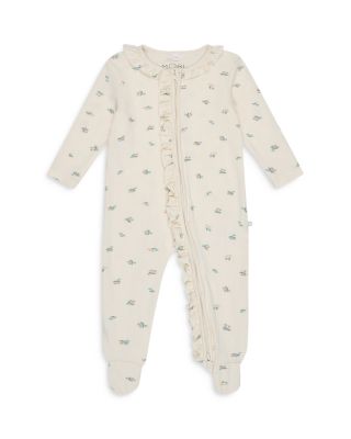 Girls' Ribbed Floral Print Two Way Zip Footie - Baby