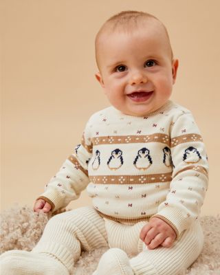 Unisex Penguin Fair Isle Knit Sweater - Baby