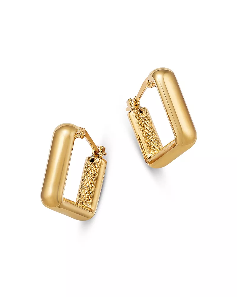 Bloomingdale's Fine Collection Polished Square Small Hoop Earrings in 14K Yellow Gold