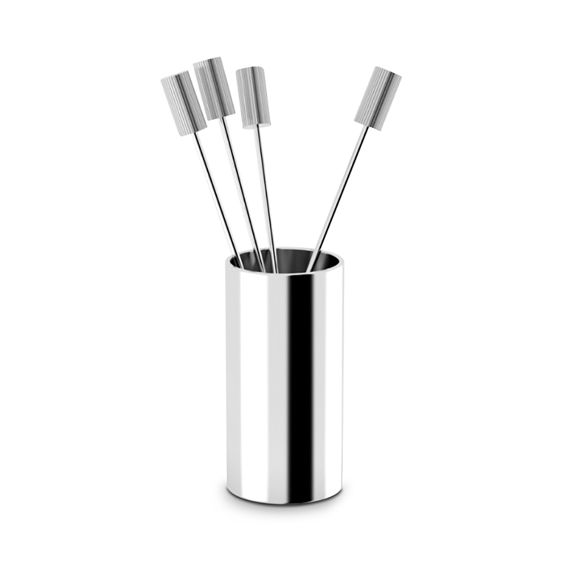 Anna New York Striations Set Of 4 Cocktail Picks In Silver