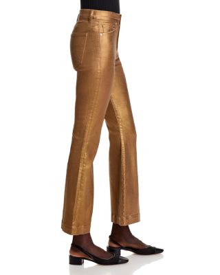 Carson High Rise Coated Ankle Flare Jeans in Antique Brass