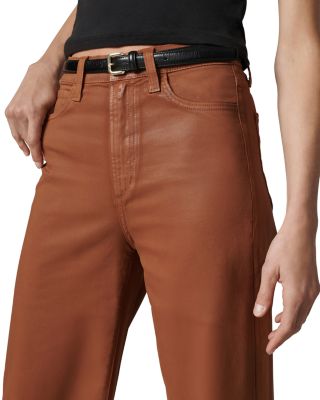 The Mia High Rise Wide Leg Coated Jeans in Leather Brown