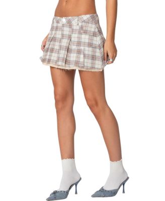 Roni Plaid Pleated Mini Skirt
