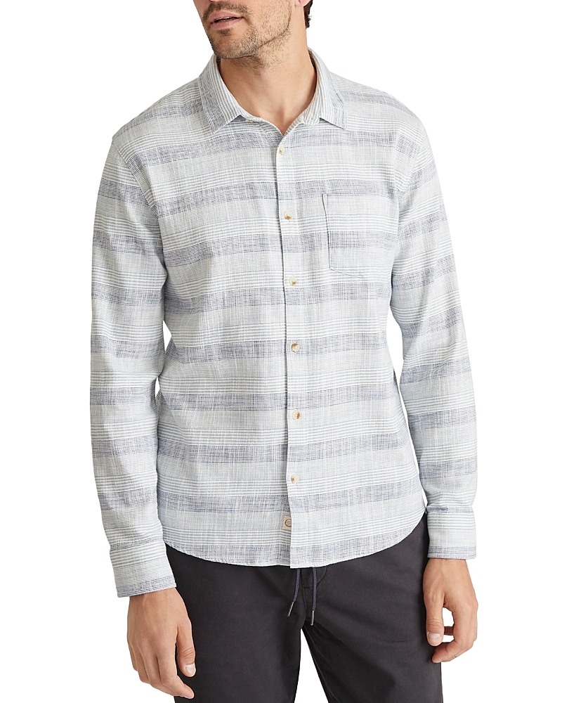 MARINE LAYER COTTON STRETCH STRIPE REGULAR FIT BUTTON DOWN SELVAGE SHIRT