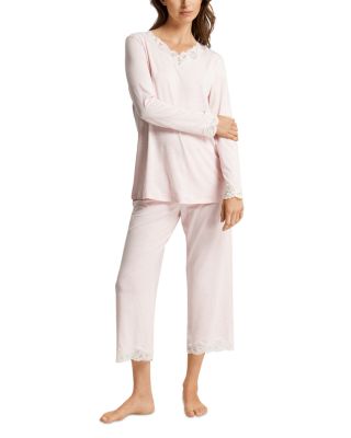 Hanro Natural Elegance Lace Trim Pajama Set