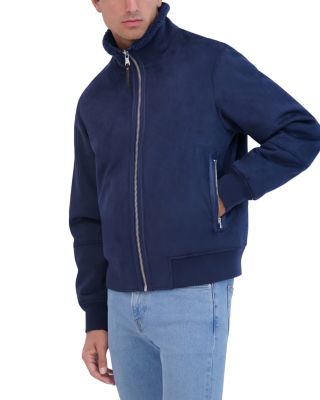 Faux Suede Stand Collar Zip Jacket