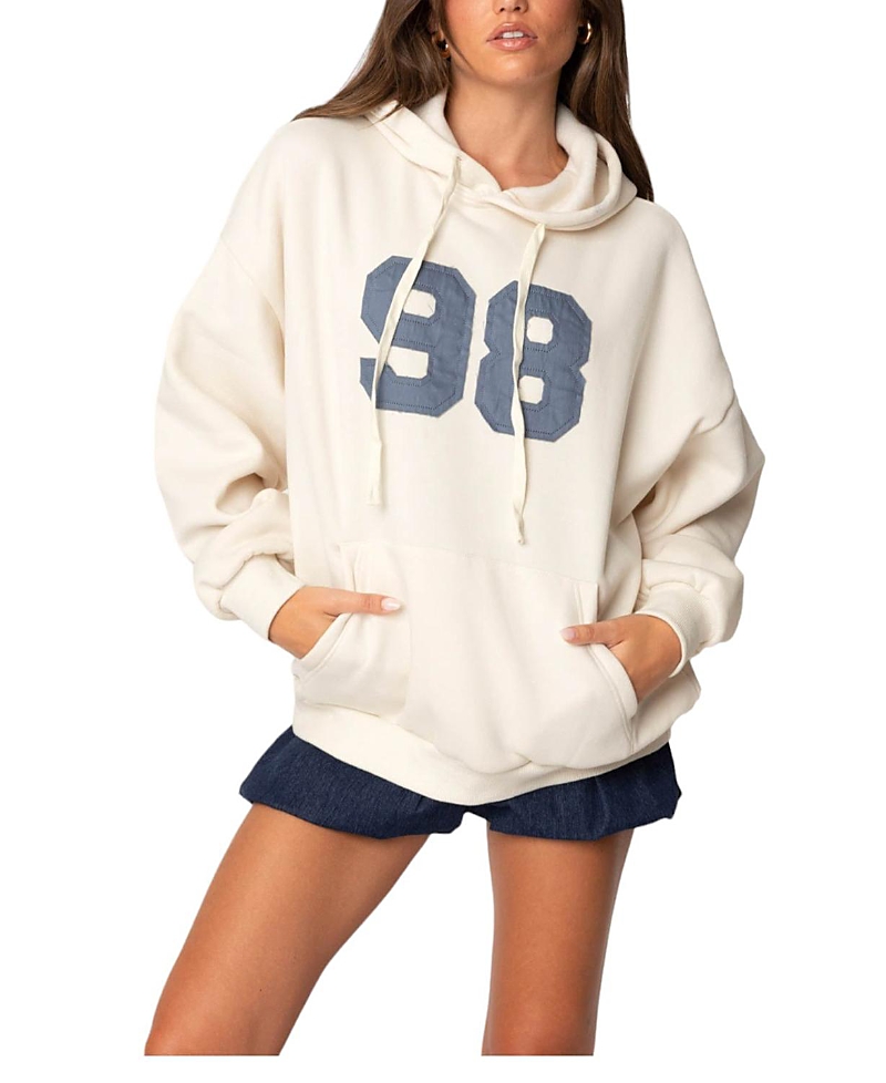 Shop Edikted 98 Oversized Hoodie In Cream