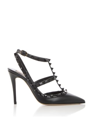 Women's Rockstud Cage Leather Pumps with Studs