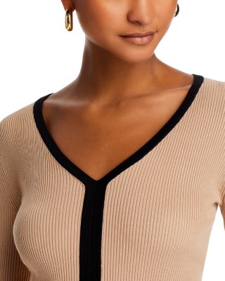 V Neck Ribbed Sweater