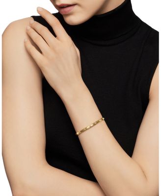 18K Yellow Gold Modern Renaissance Bangle Bracelet with Diamonds 