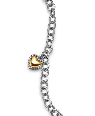 Cable Collectibles&reg; Cookie Classic Heart Bracelet in Sterling Silver with 18K Yellow Gold, 4.5mm