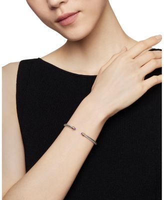 Sterling Silver & 18K Yellow Gold Cable Cuff Bracelet with Amethyst