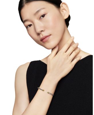 Classic Cable Bracelet in Sterling Silver with 18K Yellow Gold and Peridot, 4mm