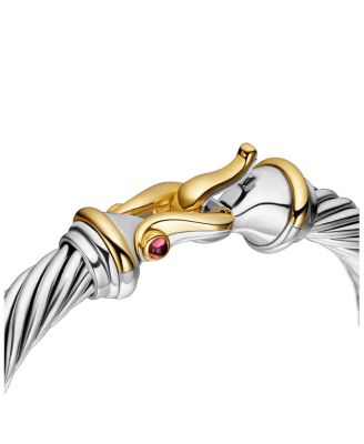 Sterling Silver & 18K Yellow Gold Cable Buckle Bracelet with Rhodalite Garnet