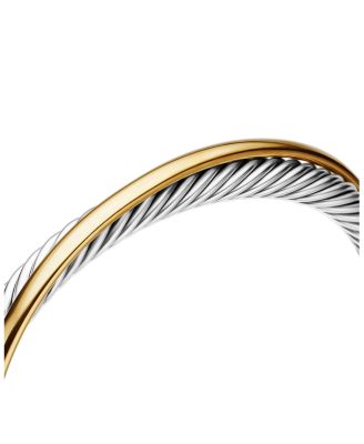 Crossover Two Row Cuff in Sterling Silver with 18K Yellow Gold, 5mm