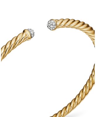 Cable Flex Bracelet in 18K Yellow Gold with Diamonds, 4mm