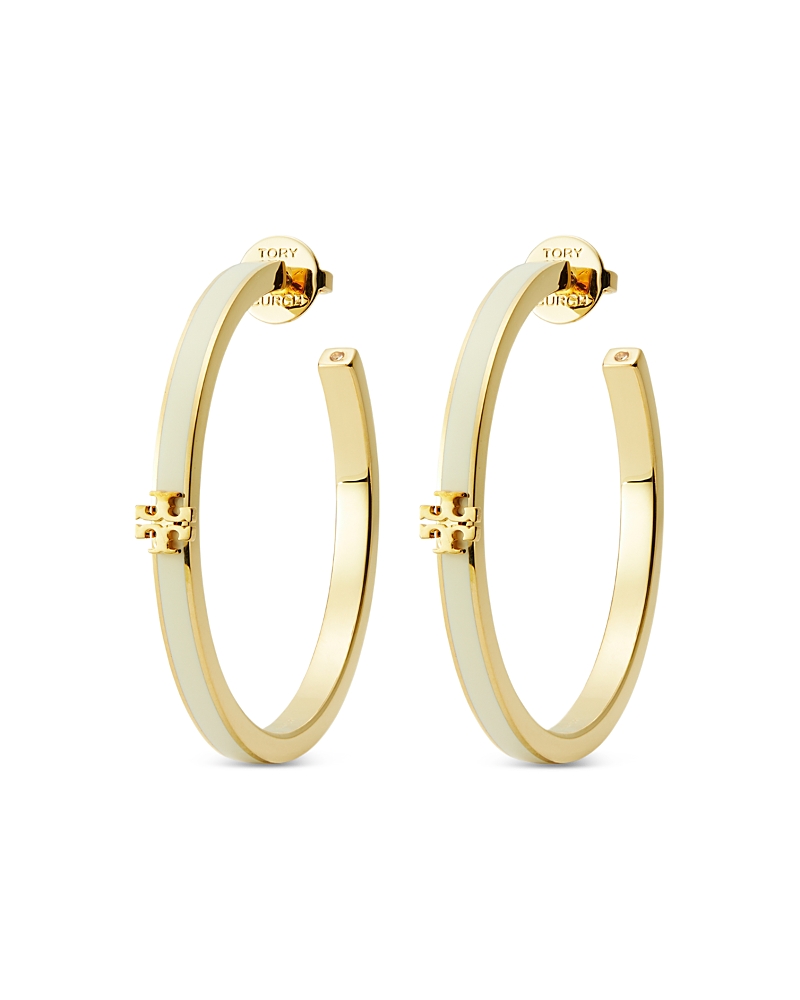 Tory Burch Kira Enamel Hoop Earrings In Gold