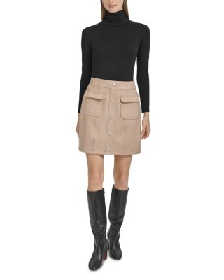 Faux Suede Cargo Mini Skirt