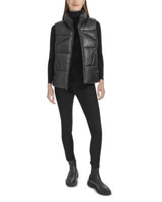 Faux Leather Puffer Vest